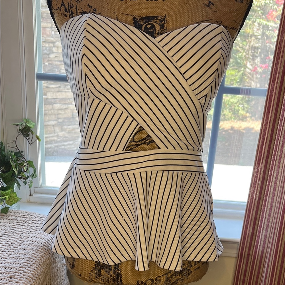 Charlotte Russe Black and White Striped Top